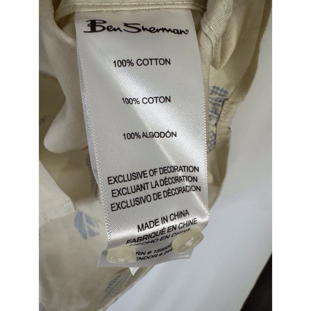 Ben Sherman Men's Small‎ Button-Down Beige Print Short Sleeve Classic Fit NWT - Picture 3 of 8